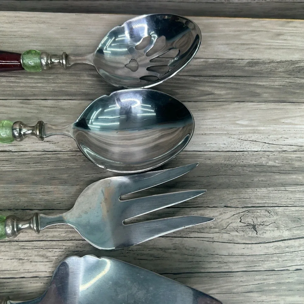 Lenox Holiday Gatherings Serving Utensils Set Beaded‎ Handle Spoon Pie